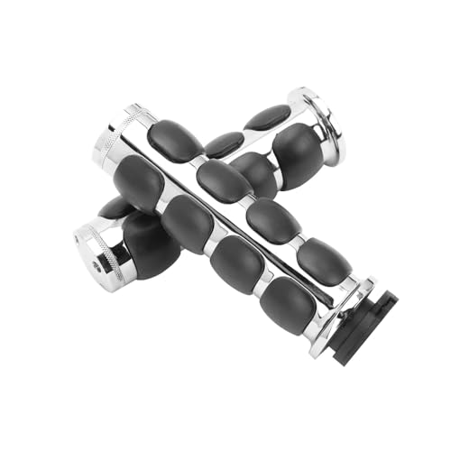 1" Motorcycle Hand Grips with Black Non-Slip Rubber Fits 25mm(1") Handlebars for Harley Davidson,for Honda Yamaha Suzuki and for Kawasaki (Chrome_Flat) - color: Chrome Black, size: 1" Flat