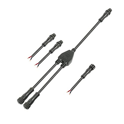 2pin Waterproof Connector,IP68 16WAG Y Shape 1 Male-Divided-2 Female Spillter Connector,LED Extension Cable for Car,Boat,Indoor/Outdoor LED Strip Lights. - size: Y Shape connector
