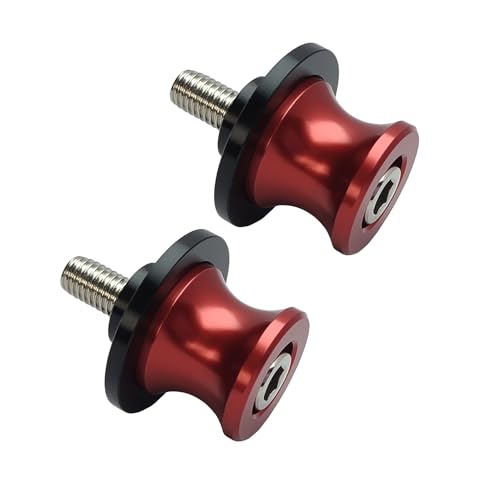 2pcs M8 X1.5 Motorcycle Swing Arm Spools Sliders CNC 8mm Swingarm Stand Screw Replacement for Honda Suzuki BMW Kawasaki（Red) - color: Red