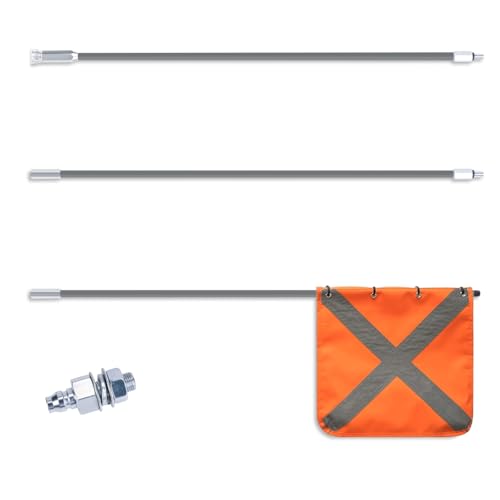 Gray Off-Road Safety Whip Flag - Heavy Duty Orange Flag with Reflective Stripes & Gray Pole for ATV, UTV, Dune Buggy, Can be 3.3', 6.6' or 10' - color: Grey
