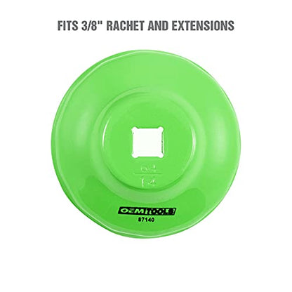 OEMTOOLS 87140 64mm 14 Flute Oil Filter Wrench, Green, 3/8 in Drive, Prevents Slippage, Wide Compatibility - style: 64 mm 14 Flute