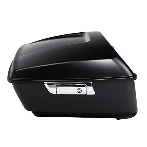 TCMT King Motorcycle Trunk Box Fits For Harley 2014-2025 Touring CVO Road King Road Glide Street Glide Electra Glide Matte Black Chrome Latches(No Speaker Holes) Pack - color: Matte Black Chrome Latches(No Speaker Holes)