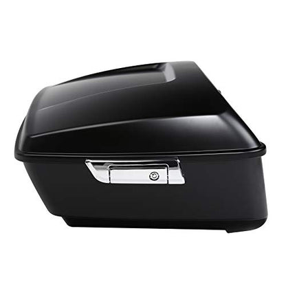 TCMT King Motorcycle Trunk Box Fits For Harley 2014-2025 Touring CVO Road King Road Glide Street Glide Electra Glide Matte Black Chrome Latches(No Speaker Holes) Pack - color: Matte Black Chrome Latches(No Speaker Holes)