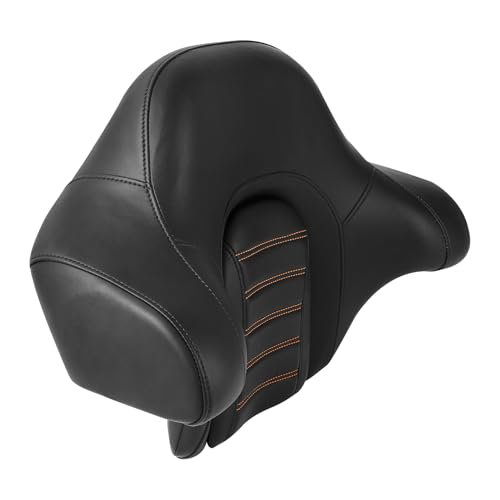 HR3 Wrap Around Backrest Pad for King Trunk Chopped Trunk Compatible with 2014-later Harley Touring Road King Road Glide Street Glide Electra Glide (Orange Stitches) - color: Orange Stitches