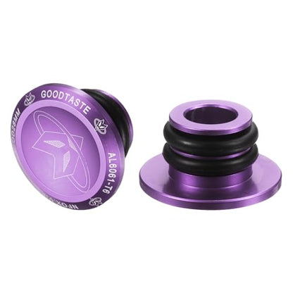 HARFINGTON Bar End Plugs Aluminum Handlebar End Caps Bike Plugs 0.57oz with Matching Rings for MTB Road BMX Fixed Gear Bike, Purple - color: Purple