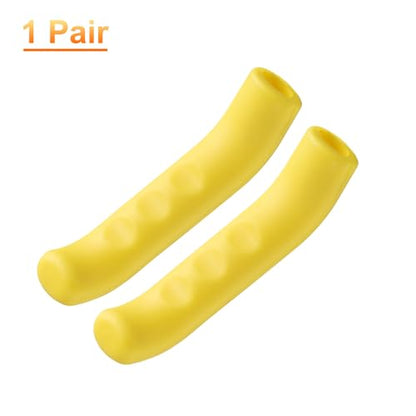 HARFINGTON 1 Pair Bike Brake Lever Cover Silicone Anti-Slip Yellow | Brake Lever Grip Protector Handle Protection Covers Sleeve for Mountain Road Bike Cycling - color: Yellow