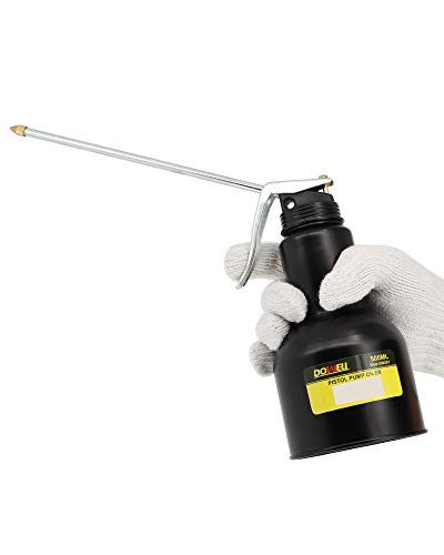 DOWELL Pistol Pump Oiler Metal Oil Can Lubrication Oil Gun 16oz 500ml Can Bottle with 2-Pieces Straight Spout Black HY050201 - size: 16 oz
