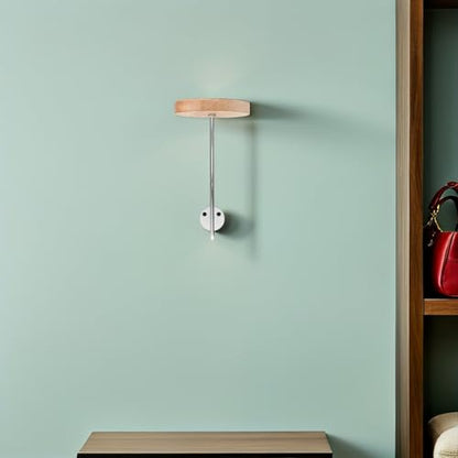 Wall Mounted Motorcycle Helmet Hanger with Silver Hooks, Wooden Hat Rack for Caps and Jackets, Decorative Hat Display Stand for Bike Gear Storage and Coat Hanging
