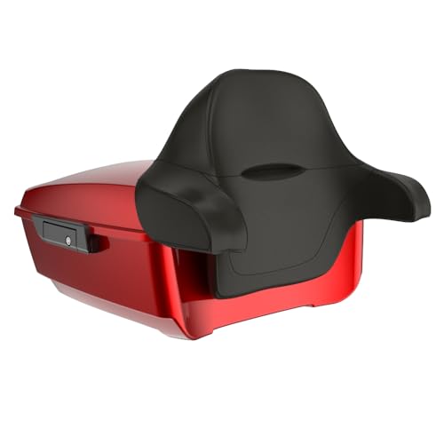 Advanblack 2025 Road Glide King Tour Trunk Pack Black Latch Wrap-Around Backrest Compatible with 1997-2025 Harley Touring Road Glide, Street Glide, Electra Glide (Brilliant Red) - color: Brilliant Red