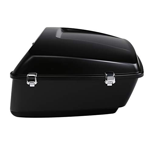 TCMT King Motorcycle Trunk Box Fits For Harley 2014-2025 Touring CVO Road King Road Glide Street Glide Electra Glide Matte Black Chrome Latches(No Speaker Holes) Pack - color: Matte Black Chrome Latches(No Speaker Holes)