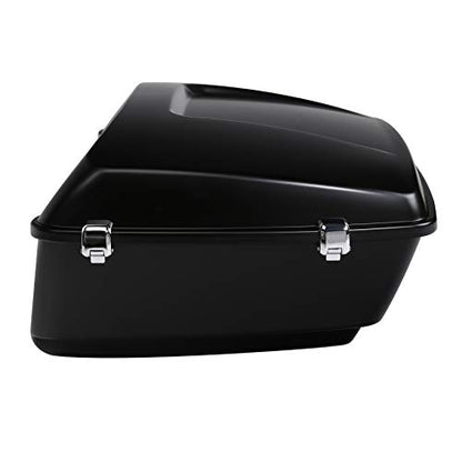 TCMT King Motorcycle Trunk Box Fits For Harley 2014-2025 Touring CVO Road King Road Glide Street Glide Electra Glide Matte Black Chrome Latches(No Speaker Holes) Pack - color: Matte Black Chrome Latches(No Speaker Holes)
