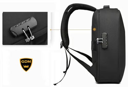 GDM Motorcycle Hard Shell Backpack, Water Resistant Gear Bag, Black