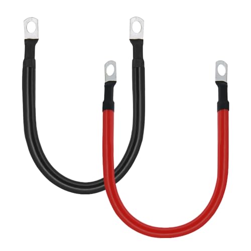 2 AWG Battery Cable 2AWG Gauge Pure Copper Battery Inverter Cables with 5/16 in Lugs Both Ends Power Inverter Wire Set for Automotive Solar Marine Boat RV Car Motorcycle Red and Black (1FT) - size: 1FT