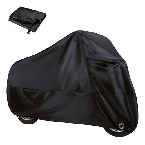 1 PC Motorcycle Cover, 190T Polyester Motorbike Cover, Waterproof Motorcycle Protector with Storage Bag, Universal for Most Motorbikes Vehicle (Black)