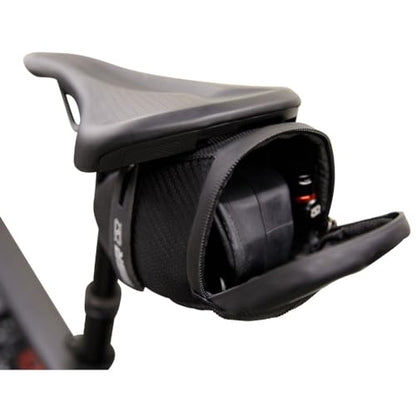 MSR Bicycle Seat Bag Black Bike Under Seat Saddle Bag for Mountain or Road Extra Storage and Taillight Mount
