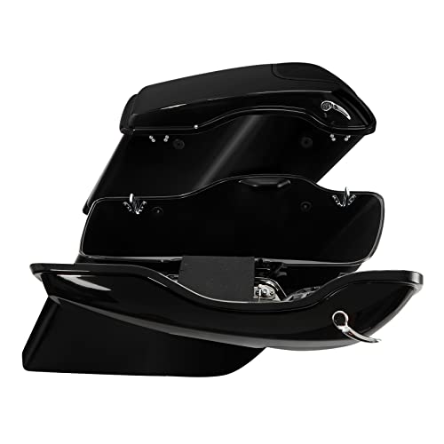 XFMT Motorcycle Saddlebags 5" Stretched Hard Saddle Bags Extended Saddlebags W/ 5"x7" Speaker Lids For Harley Touring Road King Street Glide Road Glide Electra Glide 2014-2024, Vivid Black - color: 5" Stretched-Vivid Black W/5x7" Speaker Lids