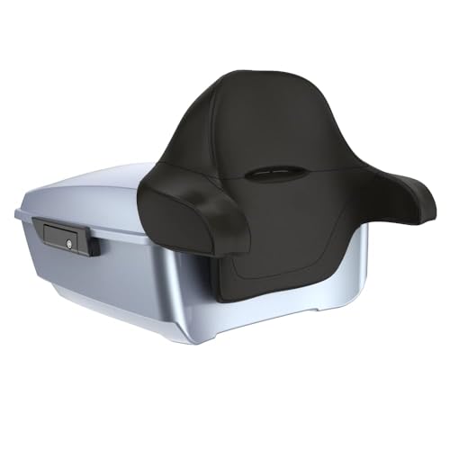 Moto Onfire King Tour Trunk Pack For 2009+ Harley Touring - Atlas Silver Metallic, Black Detachable Mounting Rack, Backrest & Black Trunk Liners - color: Atlas Silver Metallic, size: King Tour Trunk Pack, Mount Rack & Black Liners