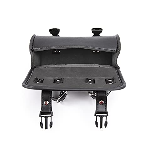 Motorcycle Fork Bag Mini PU Leather Bike Handlebar Tool Bag Sissy Bar Roll Storage Bag (A Black) - color: A Black