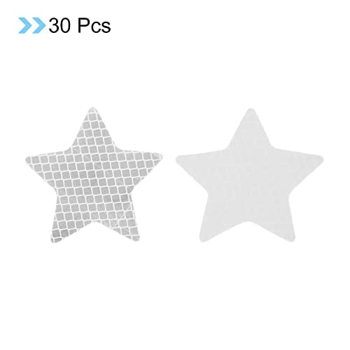 PATIKIL Reflective Stickers, 30 Pack 2.36 x 2.36 Inch Waterproof Adhesive High Visibility Night Caution Warning Star Shape Safety Tape Reflector for Trucks Trailers Cars, White - color: White