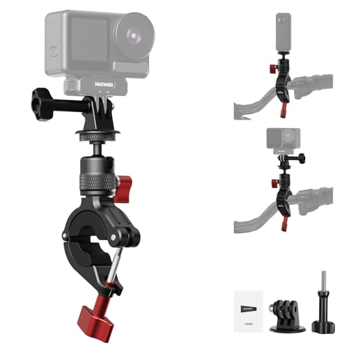 NEEWER Motorcycle Bike Handlebar Mount Compatible with GoPro DJI Osmo Action Cameras, Handle Bar Pole Clamp Holder with 360° Rotation for POV Video Recording, CA165 - style: CA165