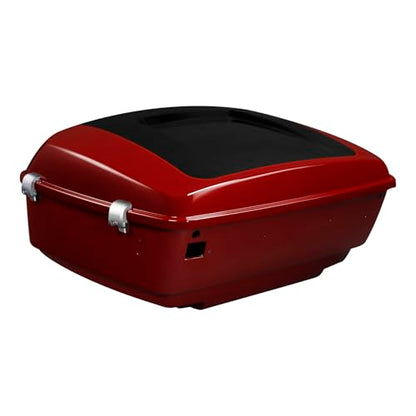 TCMT 13.7" King Motorcycle Trunk Box W/Latch Key Fit For Harley 2014-2025 Touring CVO Road King Road Glide Street Glide Electra Glide Ultra Limited Billiard Red/Vivid Black - color: Billiard Red/Vivid Black(W Speaker Holes)