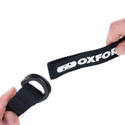 Atlas D-Ring (Pair), 26mm x 1.2m, Black. Motorcycle Adjustable Luggage Strap