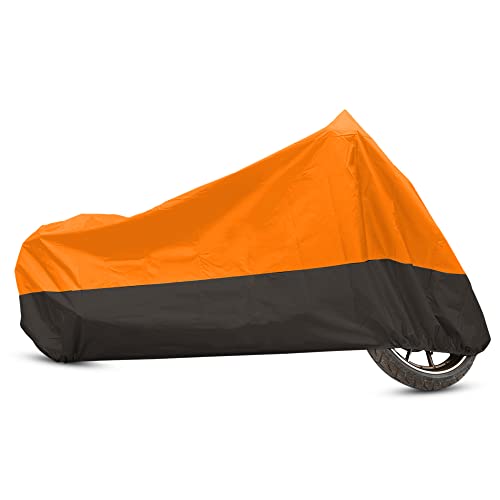 uxcell Motorcycle Cover Bike All Season Waterproof Dustproof Protective Outdoor Motorbike Rain Cover 190T L Orange Black for Kawasaki EX Ninja 250 650 GSXR 600 750 Scooter - color: Orange Black, size: Large