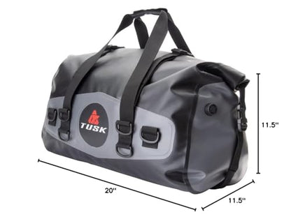 Tusk Dry Duffel Bag Medium 33L – Top Load Waterproof Gear Bag with Roll-Top Closure, Black/Grey