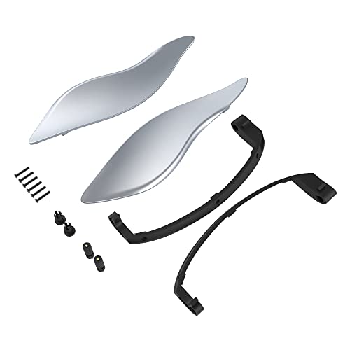 Advanblack Baracuda Silver Denim Side Wings Air Deflectors, Fairing Side Wing Windshield, Fairing Side Shield, Adjustable Wind Deflectors, Compatible for Harley Touring Street Electra Glide 2014-2023 - color: Baracuda Silver Denim