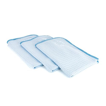 The Rag Company Dry Me A River, Professional Korean 70/30 Blend Microfiber Waffle-Weave Drying & Detailing Towels, Soft Suede Edges, 390 GSM, 16x24 Inches, Light Blue, 3-Pack - color: Light Blue, size: 16in x 24in