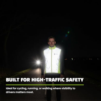 ReflecToes Reflective Bike Vest for Night Visibility – Hi Vis Running & Cycling Gilet – Lightweight, Breathable Outer Layer - size: Medium, style: Lightweight