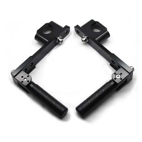MZS Motorcycle Highway Foot Peg, 7/8"-1.25" Adjustable Adventure Highway Pegs Universal Foldable CNC Long Mount Compatible with KLR 650 DR650 Tenere Vstorm 300X 390 790 890 Dual for 22-32mm Crash Bar