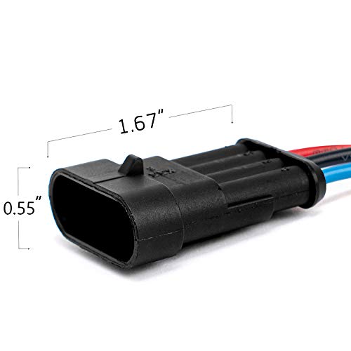 3 Pin Way 16 AWG Car Waterproof Electrical Connector Plug with Wire AWG Marine Pack of 5 - size: 3 Pin