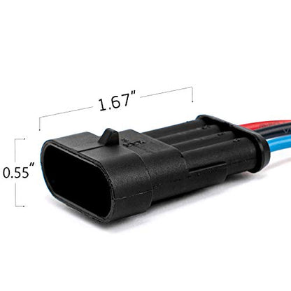 3 Pin Way 16 AWG Car Waterproof Electrical Connector Plug with Wire AWG Marine Pack of 5 - size: 3 Pin