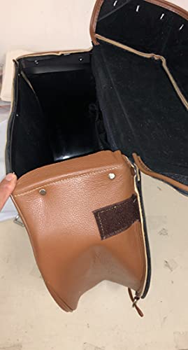 Motorcycle Large Saddle Tan Color Studed 3 Strap Real Leather Saddlebag Biker