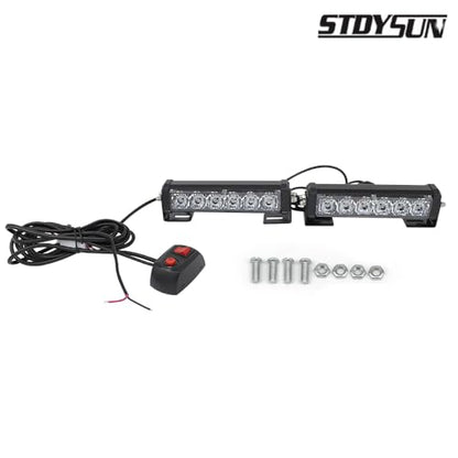 STDYSUN LED Emergency Strobe Lights Bar 2Pcs Red Blue Change Amber Double Color Warning Police Grille Lights Bar Surface Mount Fit for Motorcycle POV Utility Construction Vehicle and Tow Truck Van - color: Red Blue Change Amber