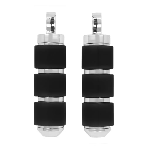 Chrome Anti-Vibration Foot Pegs Compatible with Harley Softail Sportster Dyna Touring Models - Heavy Duty Rubber O-Ring Footpegs with Male Mount Support for Highway Cruising & Custom Choppers - color: Chrome#14