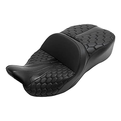 C.C. RIDER Driver Passenger Seat Hammock Gel Black Hexagon Fit For Harley Touring 2009-2023 Street Glide Road Glide Road King Electra Glide and 2009-2021 Tri Glide - color: 23# Gel Black