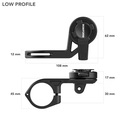 Rokform - Over the Top Bike Phone Mount, Fits 4 Sizes of Bars 22.2-35mm (⅞-1⅜”), Bicycle Handlebar Mount Designed Twist Lock iPhone, Galaxy, Pixel Cases or Universal Adapter (Black)