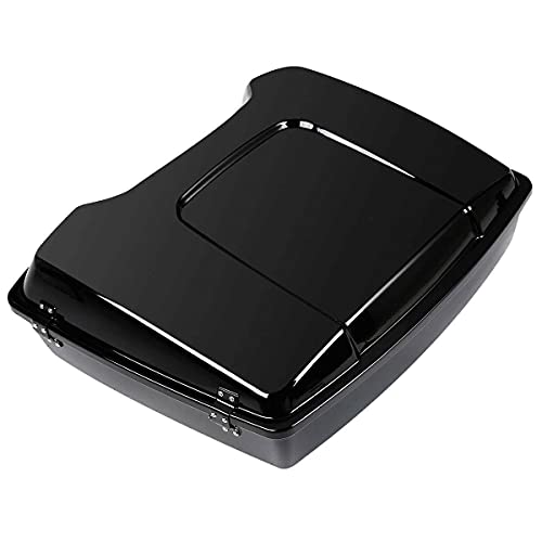 TCMT 5.5" Razor Motorcycle Trunk Box W/Latch Key Two Up Mounting Rack Fit For Harley Touring 2009-2013 Road Glide Road King Street Glide Pack - color: Black Lacthes Trunk+Chrome 2 up Rack