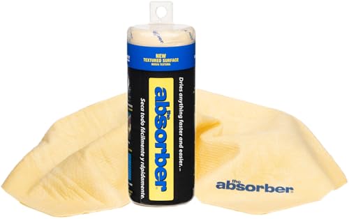 CleanTools The Absorber® Small 17-Inch x 13-Inch, Textured Surface - Synthetic Premium Drying Chamois Cloth for Cars & Bikes - Super Absorbent, Scratch-Free & Machine-Washable (Natural (Tan)) - color: Natural (Tan)