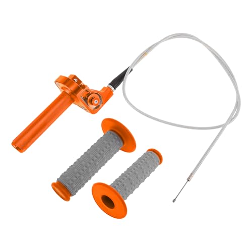 22mm Throttle Grip with 120Cm White Throttle Cable 1 Pair of Convex Orange Handles Plastic Aluminum Alloy Motorcycle Throttle Grip Orange - color: Orange