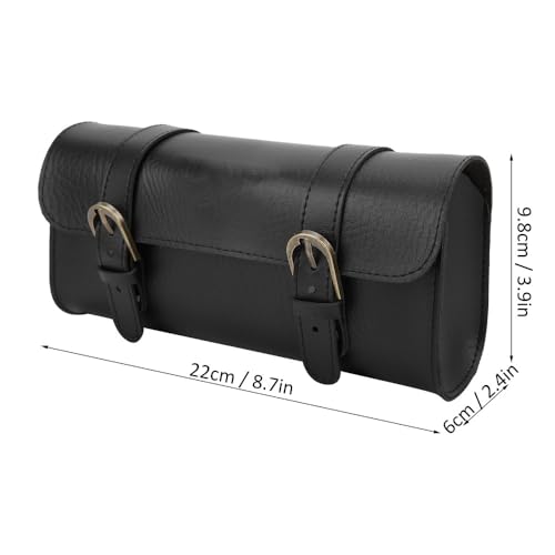 ‌PU Leather Bike Handlebar Bag - Retro Vintage Seat Bag with Adjustable Straps for Mountain/Road Scooters & Folding Bikes