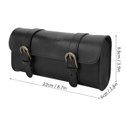 ‌PU Leather Bike Handlebar Bag - Retro Vintage Seat Bag with Adjustable Straps for Mountain/Road Scooters & Folding Bikes