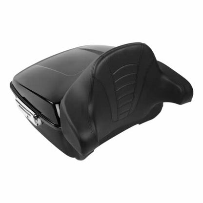 TCMT King Motorcycle Trunk Backrest Pad Two Up Mounting Rack Fit For Harley Touring 1997-2008 Electra Glide Road Glide Street Glide Pack - color: No Speaker Holes: Style C Chrome Rack