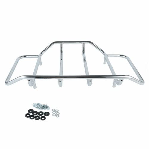 TCMT King Motorcycle Trunk Backrest Pad Top Rack Two Up Mounting Rack Fit For Harley Touring 1997-2008 Electra Glide Road Glide Street Glide Pack - color: No Speaker Holes: Style A Black Rack