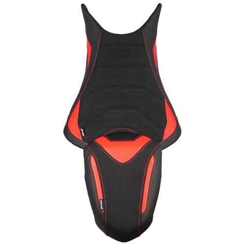 Motorcycle Rider & Passenger Seat Fit for Triumph Street Triple 765 R/RS 2023 2024 2025 2026, Leather Front Rear Saddle Solo Cushion Pillion Pad, Red - color: Red - Front & Rear