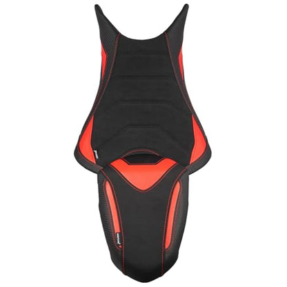 Motorcycle Rider & Passenger Seat Fit for Triumph Street Triple 765 R/RS 2023 2024 2025 2026, Leather Front Rear Saddle Solo Cushion Pillion Pad, Red - color: Red - Front & Rear