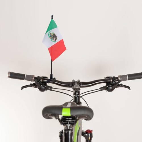 BESPORTBLE Adjustable Bike Flagpole Handlebar Mount for 0.63-0.98" Bar - 3 Sets Cycling Safety Flags USA Canada Mexico - Bicycle Motorcycle Riding Accessories