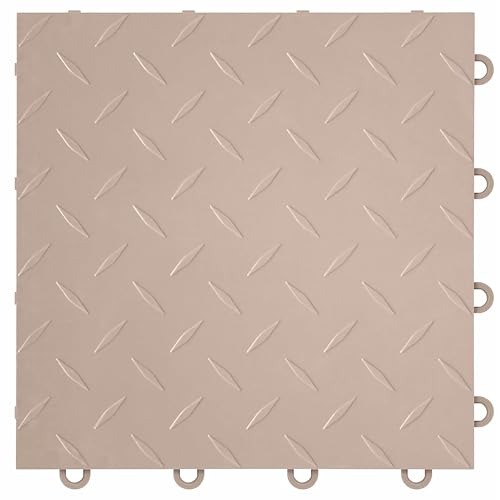 Nitro Tiles by FlooringInc 12" x 12" Interlocking Garage Floor Tiles, Diamond Pattern Heavy Duty Polypropylene Flooring, Modular Snap-Together Non-Slip Floor Tile, Sahara Sand, 24-Pack (24 Sq Ft) - color: Sahara Sand, size: 24 Tiles (24 Sq/Ft)